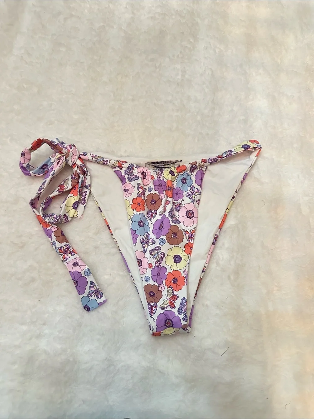 New! Frankie's Bikinis Multicolor Floral Side Tie Bikini Bottom 39118
